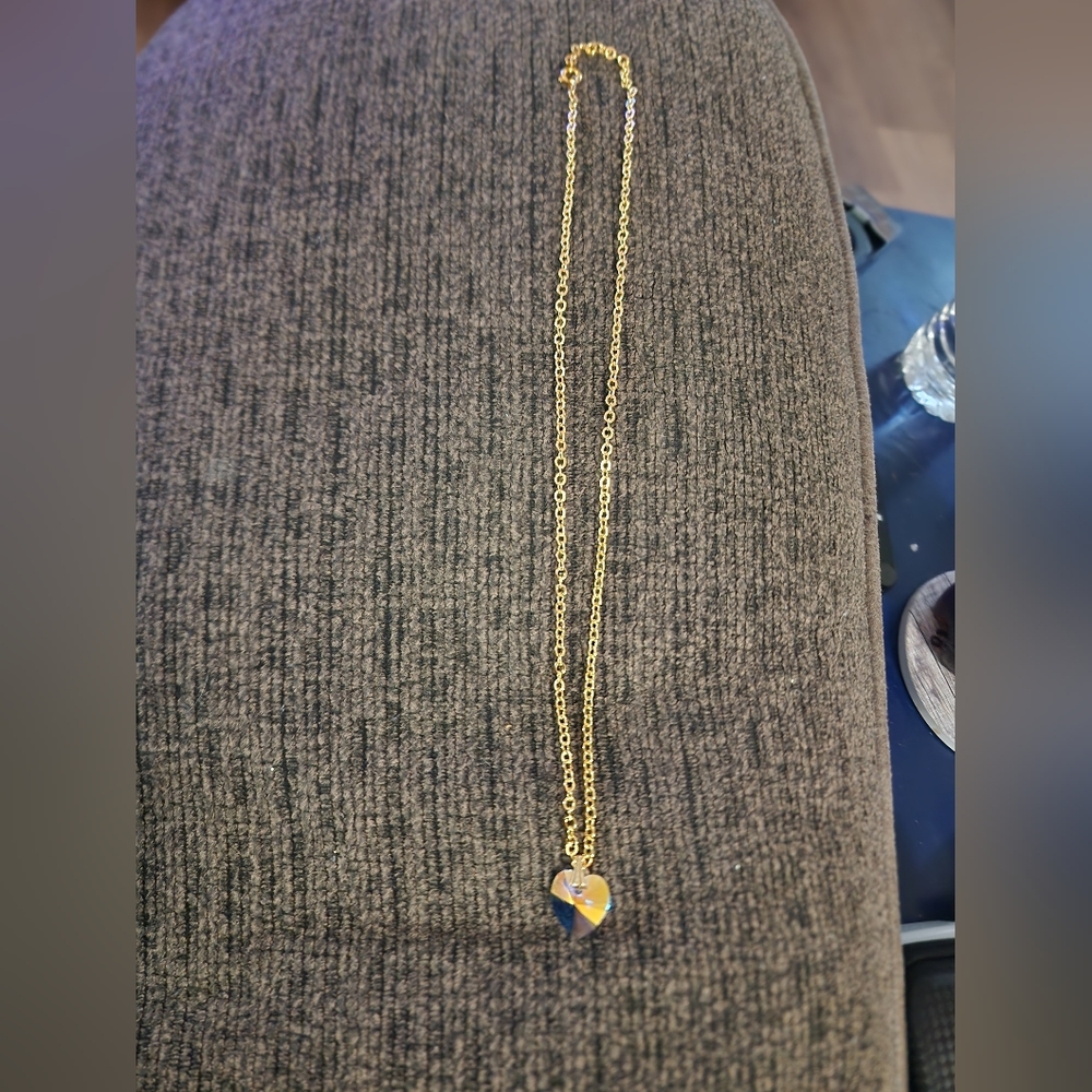Joyas Mayre Heart Crystal 14mm Gold-Plated Chain